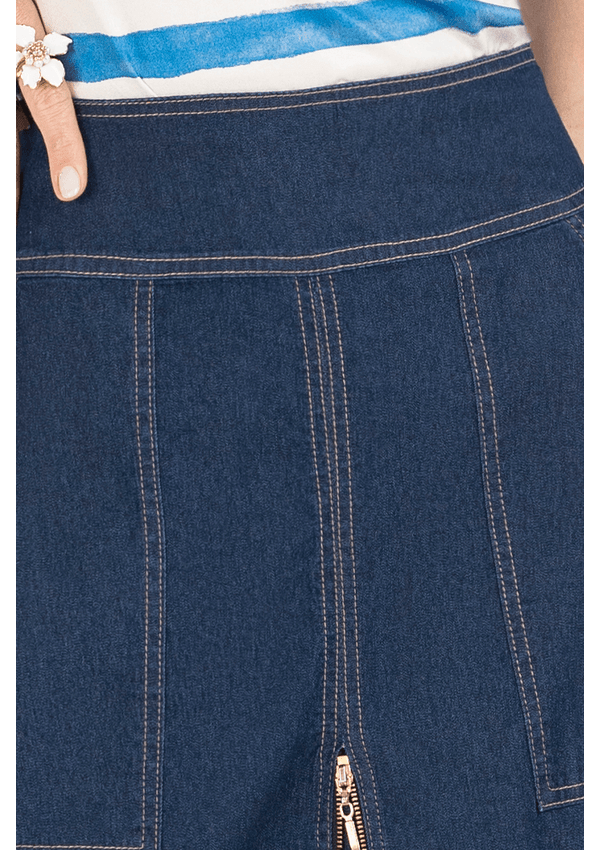 Saia Jeans Com Detalhe Frontal Diferenciado Via Tolentino