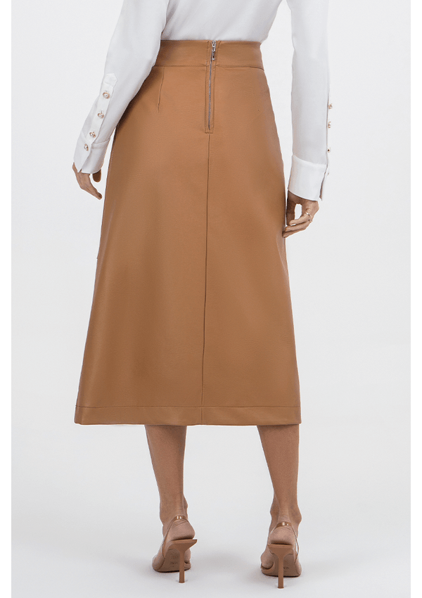 Midi Evase Saia Midi Com Recorte Saia Evasê De Sintético Midi Com