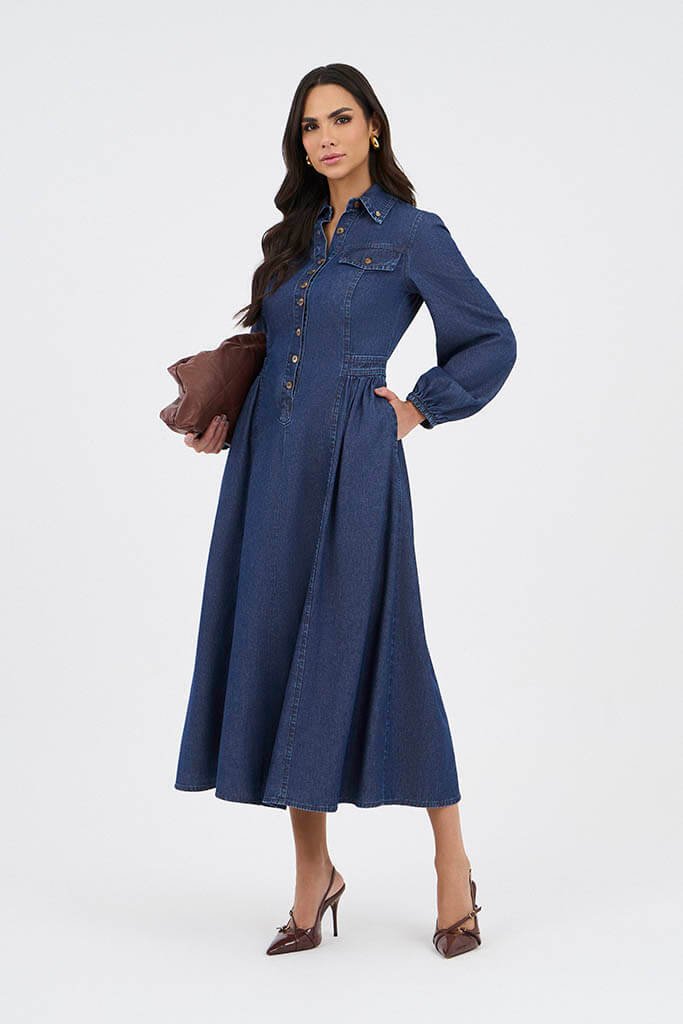 06 vestido chemise jeans midi gode