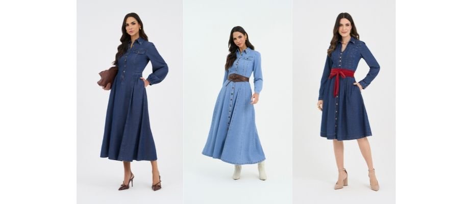 Como usar vestido jeans no inverno com elegância e conforto!