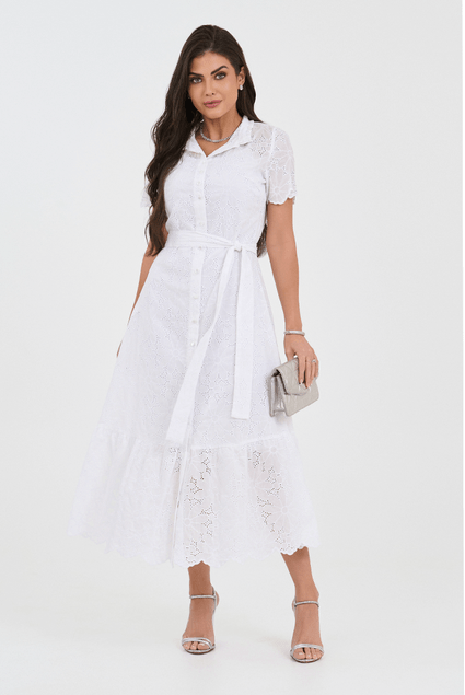 Vestido Chemise Midi Em Laise Via Tolentino - 6077