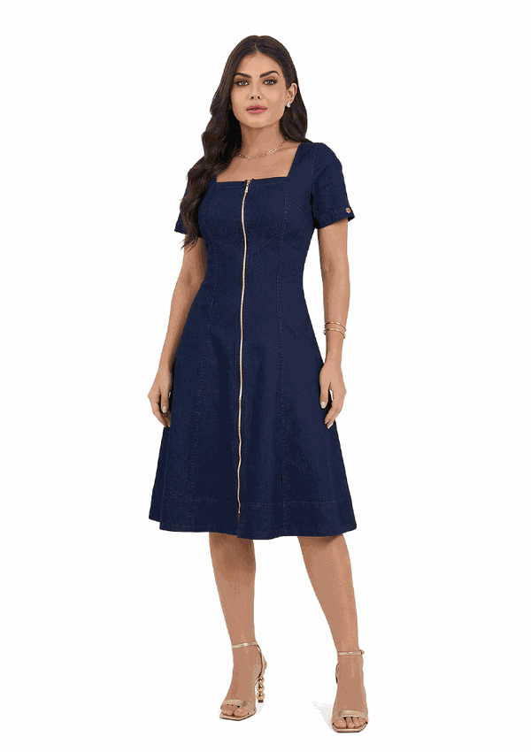 ブルースウェーバー O RIO DE  JANEIRO Vestido Jeans Curto Com Zíper Frontal