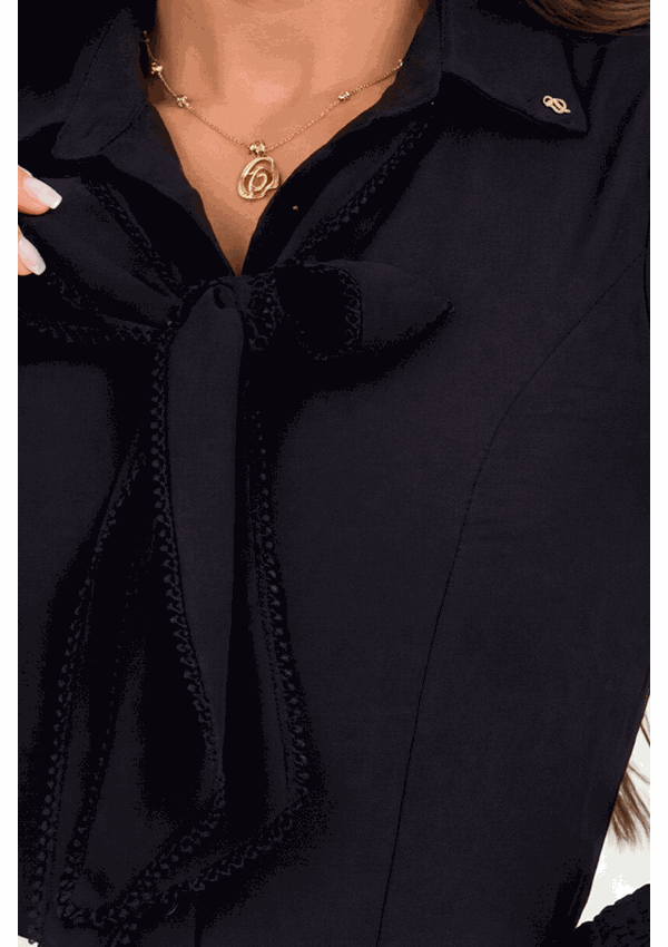 Camisa De Crepe Com Laço Removível