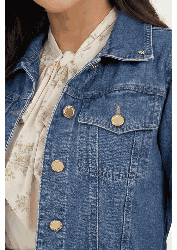 Jaqueta Jeans Com Bolso Frontal