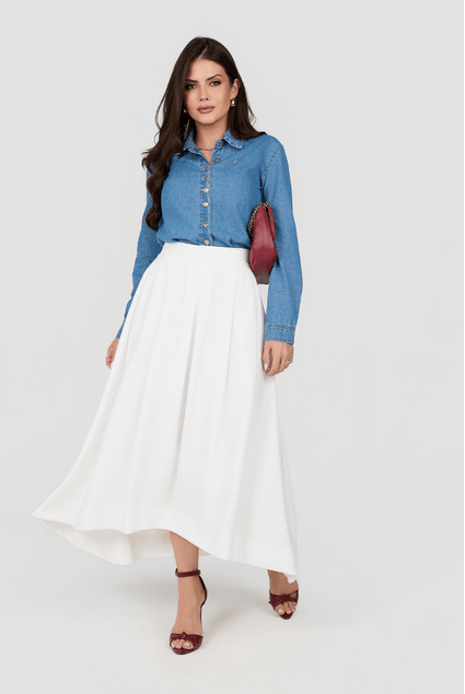Saia Off White Em Alfaiataria Midi Mullet